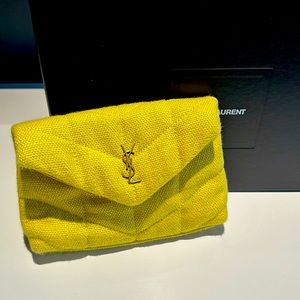WORN ONCE perfect condition yellow Saint Laurent puffer pouch!